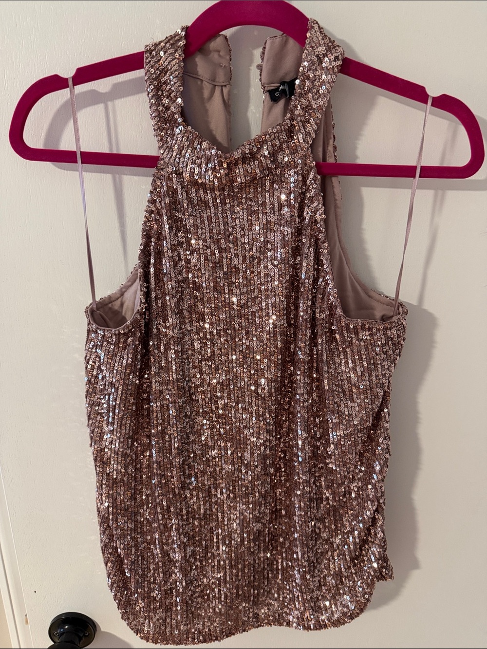 Cable & Gauge Rose Gold Sequin Halter Camisole
